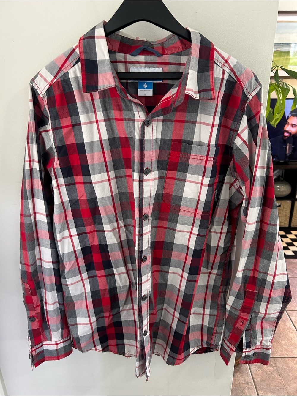 Columbia Men's 100% Cotton Plaid Long Sleeve Shirt - Size M